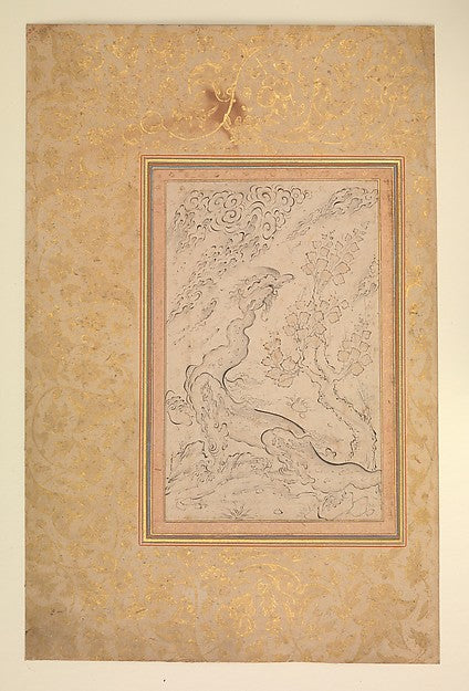Attributed to Sadiqi Beg:Dragon and Clouds c1600-16x12
