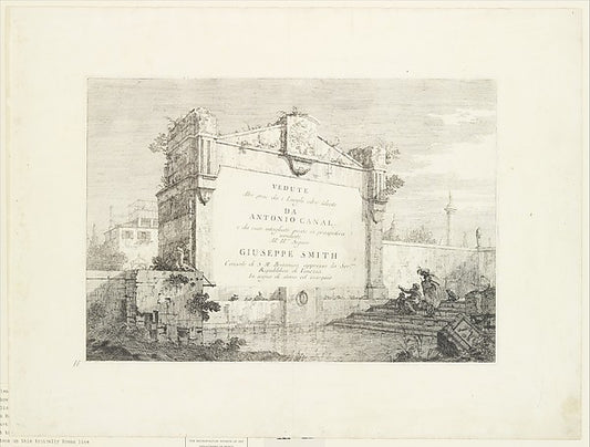 Title page with a large wall of a classical ruin  with a figur,16x12"(A3) Poster