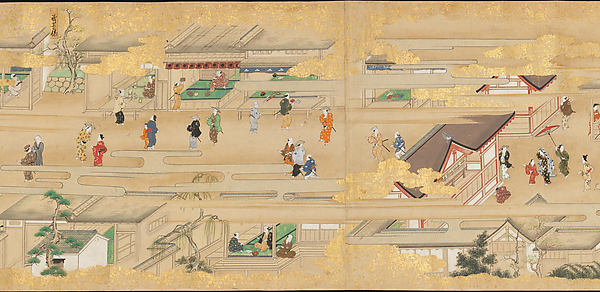 Street Scenes in Kyoto 17th cent,Japan ukiyo-e Period Image,  Poster Print Wall Art