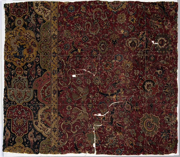 :Fragment of a Carpet with Cartouche Border late 16th centur-16x12"(A3) Poster