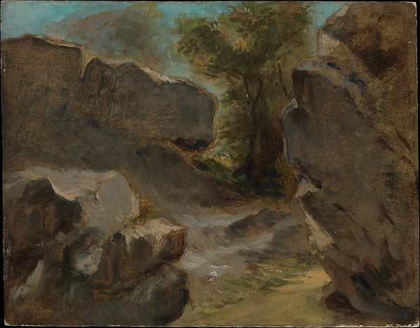 Eugène Delacroix:Landscape with Rocks Augerville 1854-16x12"(A3) Poster