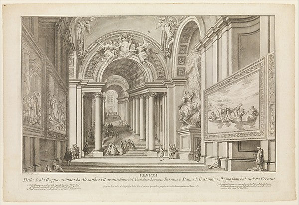 View of the Scala Reggia ordered by Alesandro VII  n.d.-Giovan,  Poster Print Wall Art