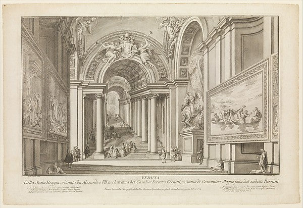 View of the Scala Reggia ordered by Alesandro VII  n.d.-Giovan,16x12