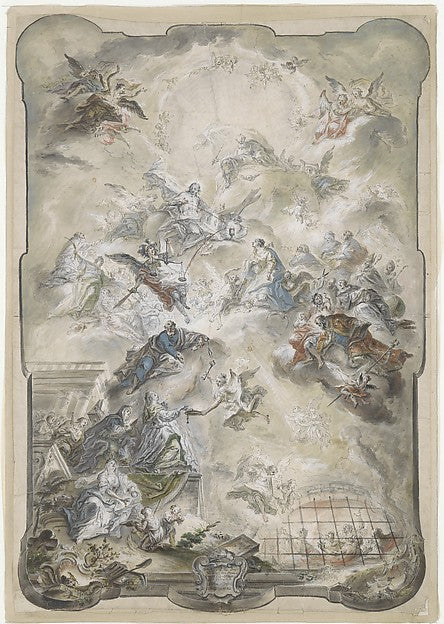 The Virgin and Saints Interceding before Christ for the Souls ,  Poster Print Wall Art