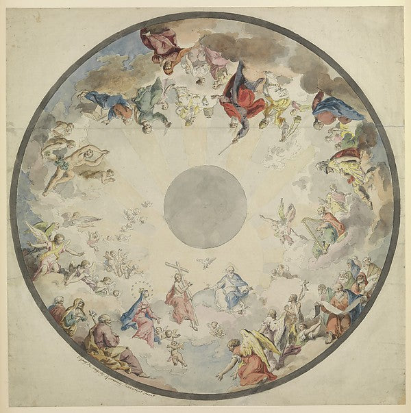 Design for a Cupola with Old and New Testament Figures 1720–18,  Poster Print Wall Art