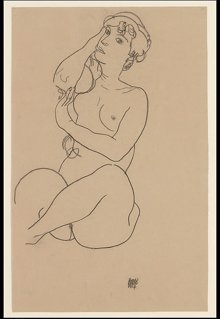 Egon Schiele:Reclining Nude 1917-16x12