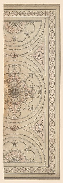 Half Plan of a Ceiling with an Oval Center and Semicircular En, Poster Print