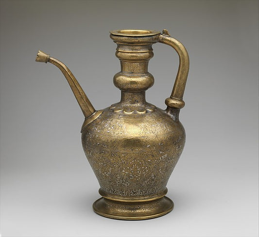 :Ewer with Inscription Horsemen and Vegetal Decoration dated-16x12"(A3) Poster