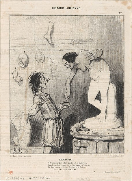 Pygmalion  from Histoire Ancienne  published in Le Charivari ,  Poster Print Wall Art