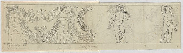 Design for a Frieze with Putti and Garland 19th cent-Anonymous, Poster Print