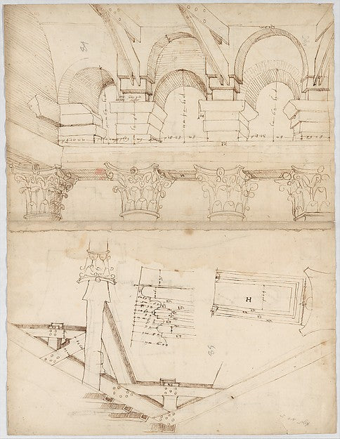 Pantheon  portico   plan  Pantheon  portico  details and persp, Poster Print