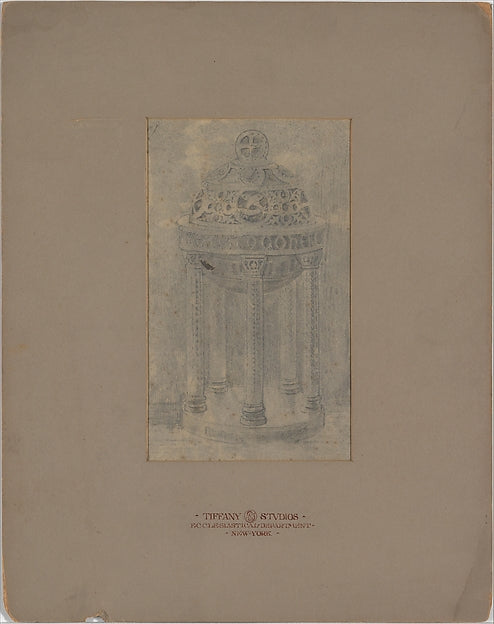 Design for baptismal font late 19th–early 20th cent Tiffany St,  Poster Print Wall Art