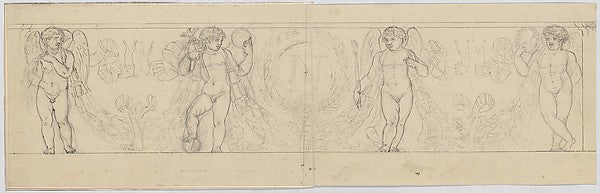 Design for a Frieze with Putti Supporting a Garland  with an ", Poster Print