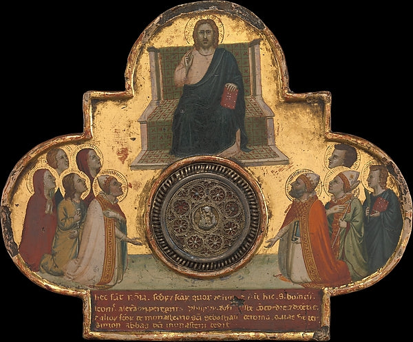 Bernardo Daddi c1290–1348 Florence):Christ Enthroned with Sa-16x12"(A3) Poster