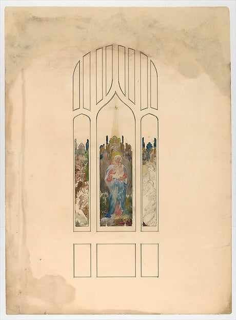 Design for a window  Madonna and child late 19th–early 20th ce,  Poster Print Wall Art