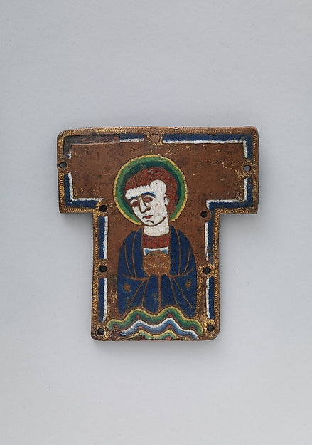 :Plaque from a Cross with a Saint or Angel Holding the Host -16x12