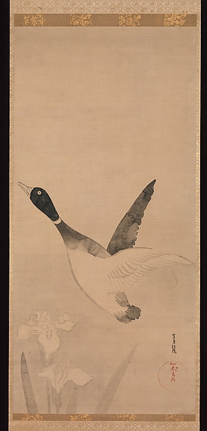 Duck Flying Over Irises probably 1630s-Tawaraya S?tatsu,16x12"(A3)Poster