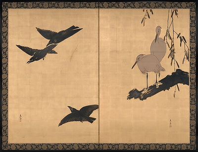 ,Egrets and Crows late 19th cent-Shibata Zeshin,16x12"(A3)Poster