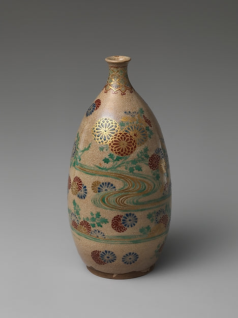 ,Ninsei-style Sake Bottle with Floral Patterning mid,Japan ukiyo-e Period Image,16x12"(A3) Poster