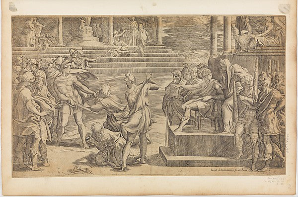 The Martyrdom of St. Peter and St. Paul c1527-Engraved by Giov,16x12