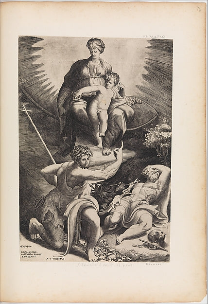 The Vision of St. Jerome-Giulio Bonasone,After Parmigianino ,  Poster Print Wall Art