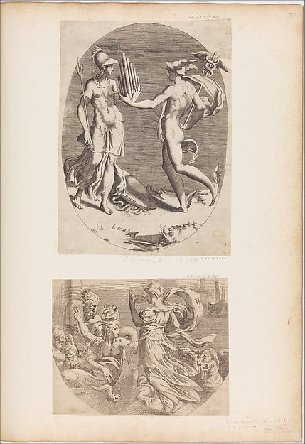 Mercury Presenting a Panpipe to Minerva-Giulio Bonasone,After,16x12