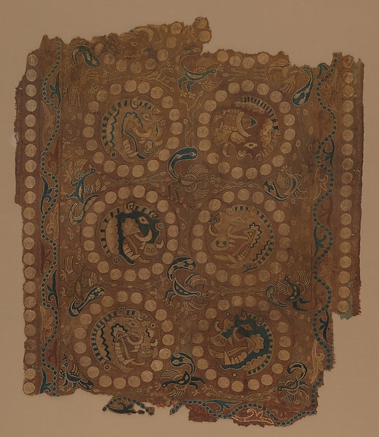 Textile with Boar's Head Roundels 7th cent,16x12"(A3)Poster