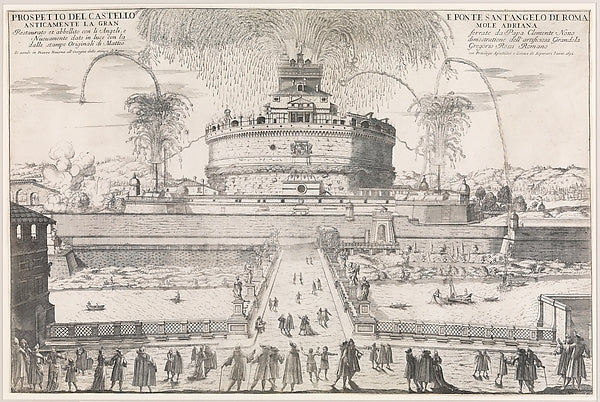 The Girandola at the Castel Sant'Angelo  Rome  1692 1692–1702,  Poster Print Wall Art
