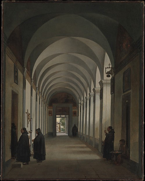 François Marius Granet:Monks in the Cloister of the Church o-16x12"(A3) Poster