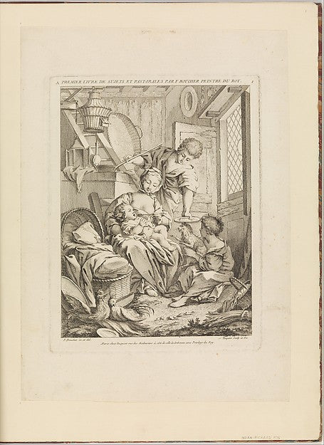 Gabriel Huquier , After François Boucher :A Young Woman Feed-16x12"(A3) Poster