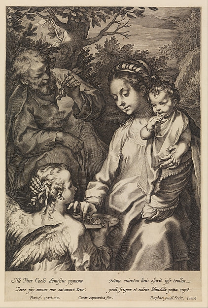The Holy Family with the Porridge Bowl c1580–c1614-Raffaello G,  Poster Print Wall Art