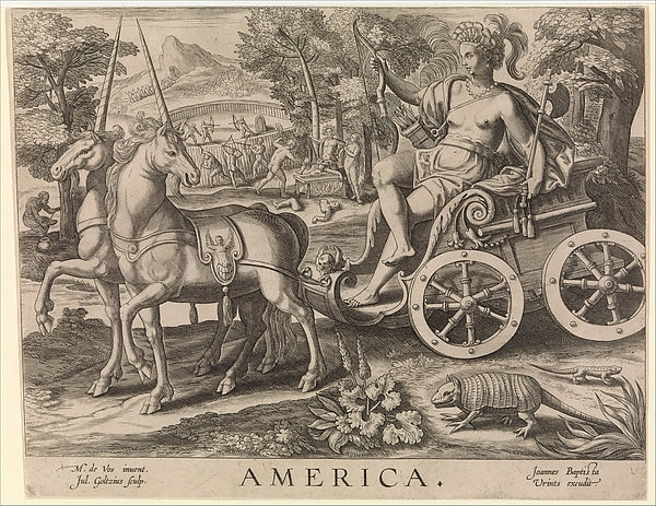 Julius Goltzius , After Maerten de Vos:America from The Four-16x12"(A3) Poster