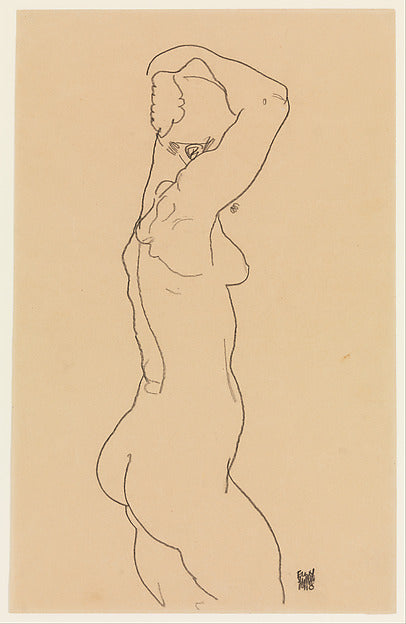 Egon Schiele:Standing Nude Facing Right 1918-16x12"(A3) Poster