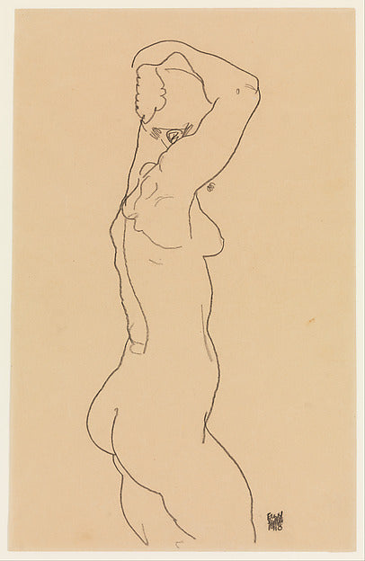 Egon Schiele:Standing Nude Facing Right 1918-16x12"(A3) Poster