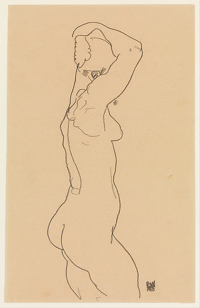 Egon Schiele:Standing Nude Facing Right 1918-16x12"(A3) Poster