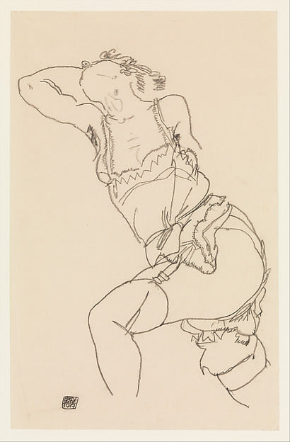 Egon Schiele:Reclining Model in Chemise and Stockings 1917-16x12"(A3) Poster