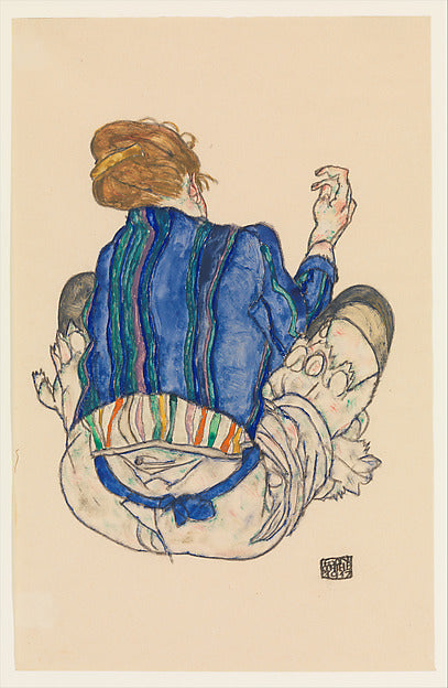 Egon Schiele:Seated Woman Back View 1917-16x12"(A3) Poster