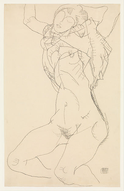 Egon Schiele:Reclining Semi-Nude with Arms Raised 1914-16x12"(A3) Poster