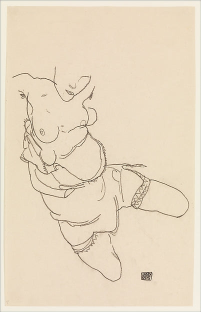 Egon Schiele:Semi-Dressed Model 1917-16x12"(A3) Poster