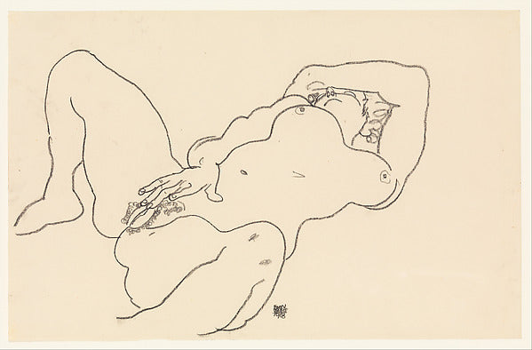 Egon Schiele:Reclining Nude 1918-16x12