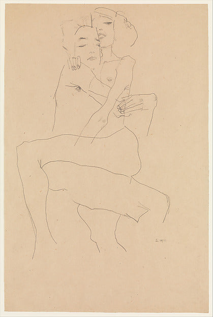 Egon Schiele:Couple Embracing 1911-16x12