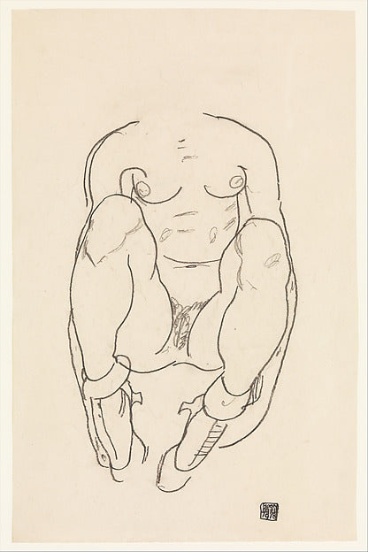 Egon Schiele:Torso of a Seated Woman with Boots 1918-16x12"(A3) Poster