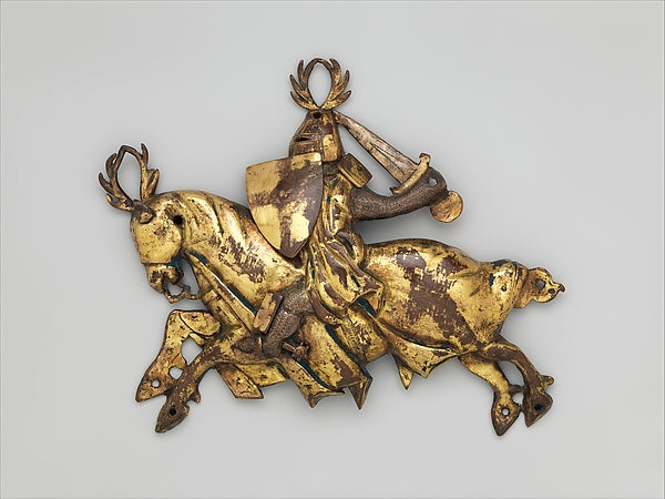 Ornamental Plaque of a Knight on Horseback c1300,  Poster Print Wall Art