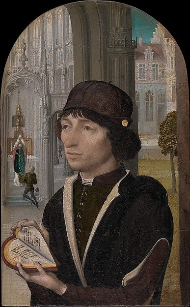 Master of the View of Sainte Gudule:Young Man Holding a Book-16x12"(A3) Poster