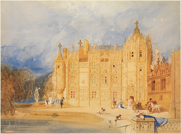 John Sell Cotman:The Abbatial House Abbey of St. Ouen Rouen -16x12"(A3) Poster