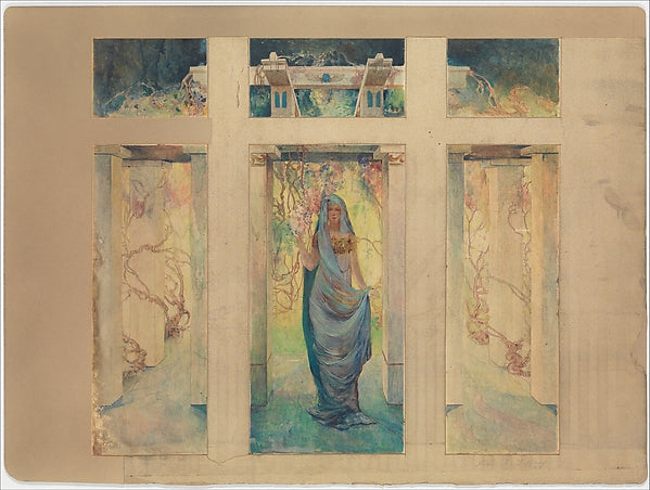 Design for “Woman in a Pergola with Wisteria” window c1915 Pos,  Poster Print Wall Art