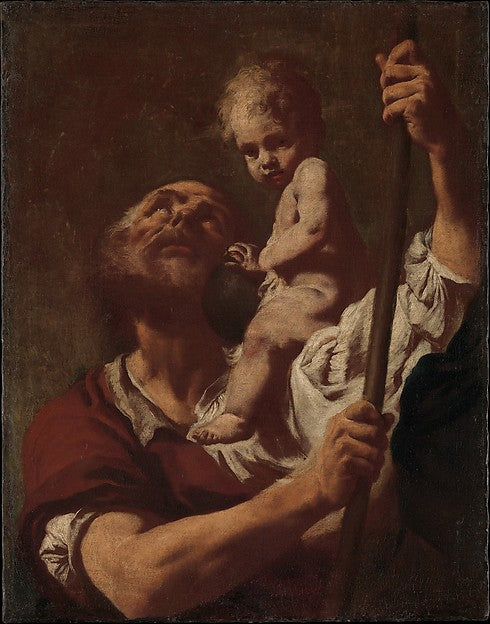 Giovanni Battista Piazzetta:Saint Christopher Carrying the I-16x12"(A3) Poster