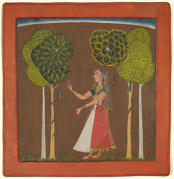 Ragini  possibly Asavari -  Folio from a Ragamala Series c1700–1,  Poster Print Wall Art