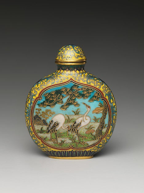 Snuff Bottle with Cranes under a Pine Tree,16x12"(A3)Poster
