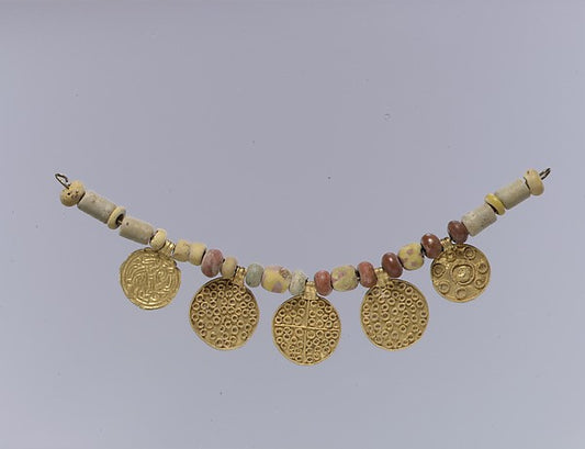 :Gold Pendants and Beads from a Necklace second half 6th cen-16x12"(A3) Poster